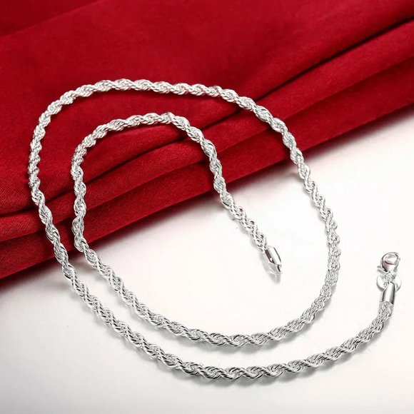 Awesome 24 Inch Long Rope Necklace 4mm Wide, Stamped Solid 925 Sterling Silver - Picture 8 of 8